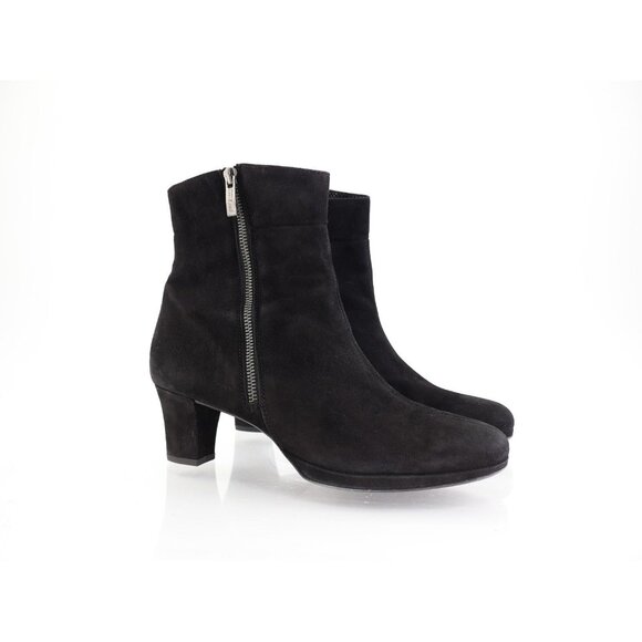 Paul Green Dottie Women's Boot Size 9.5 Mid Block Heel Black Suede Zip Up Bootie - Picture 2 of 11